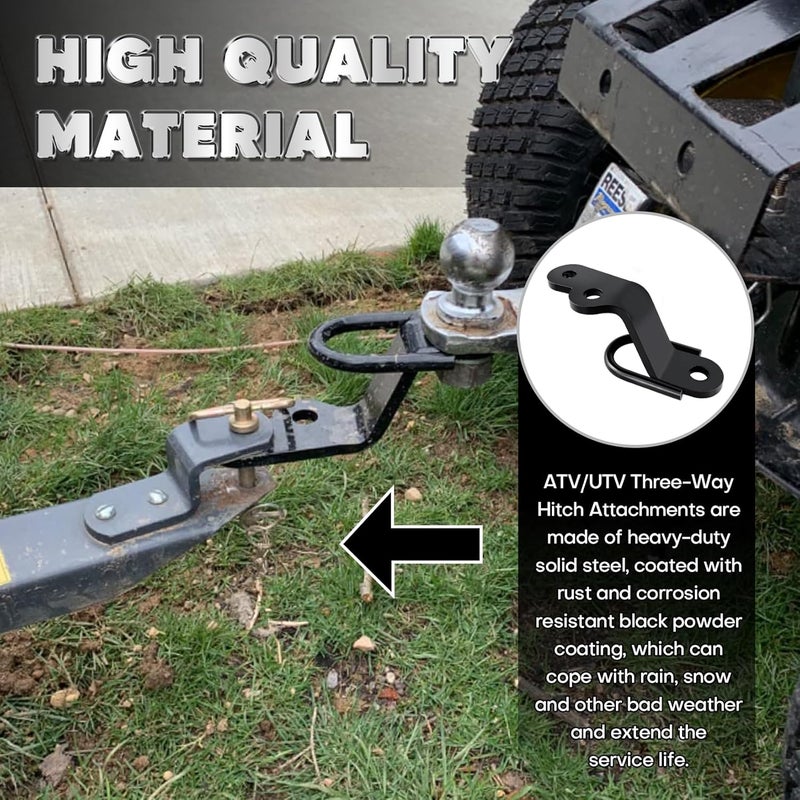 VONLX Three-Way Hitch Attachments Fit for ATV/UTV Type Trailers Universal 3-Way Hitch ATV Attachment - Image 2